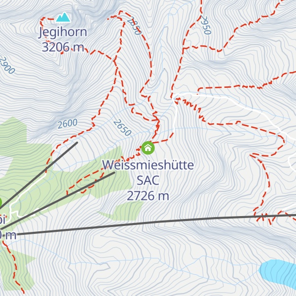 Map of Weissmieshütte SAC