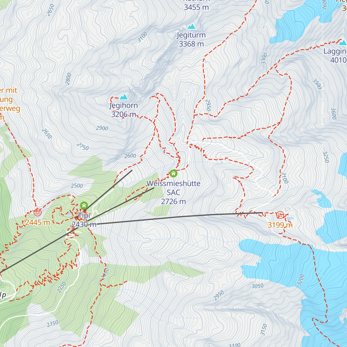 Weissmieshütte SAC map