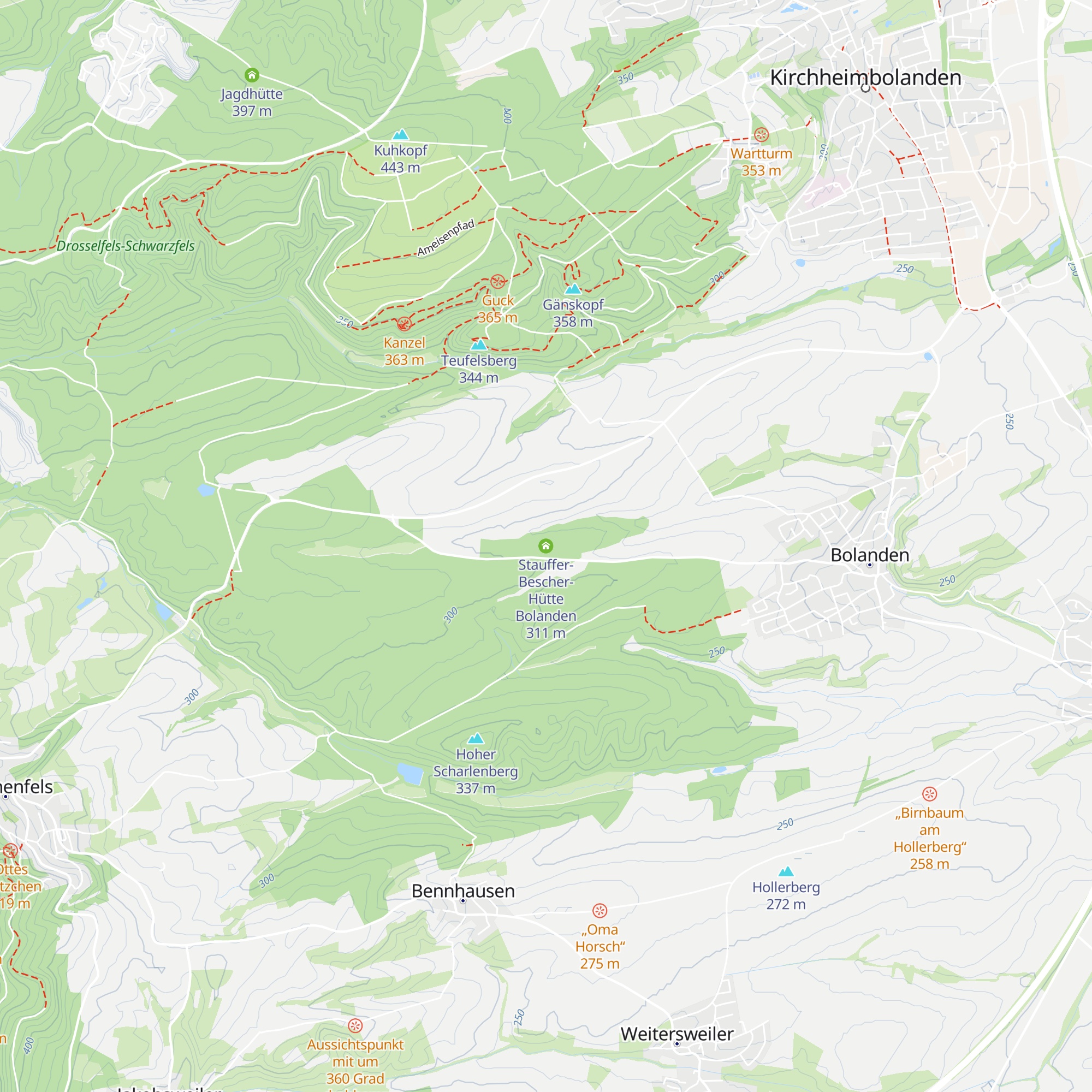 Stauffer-Bescher-Hütte Bolanden map