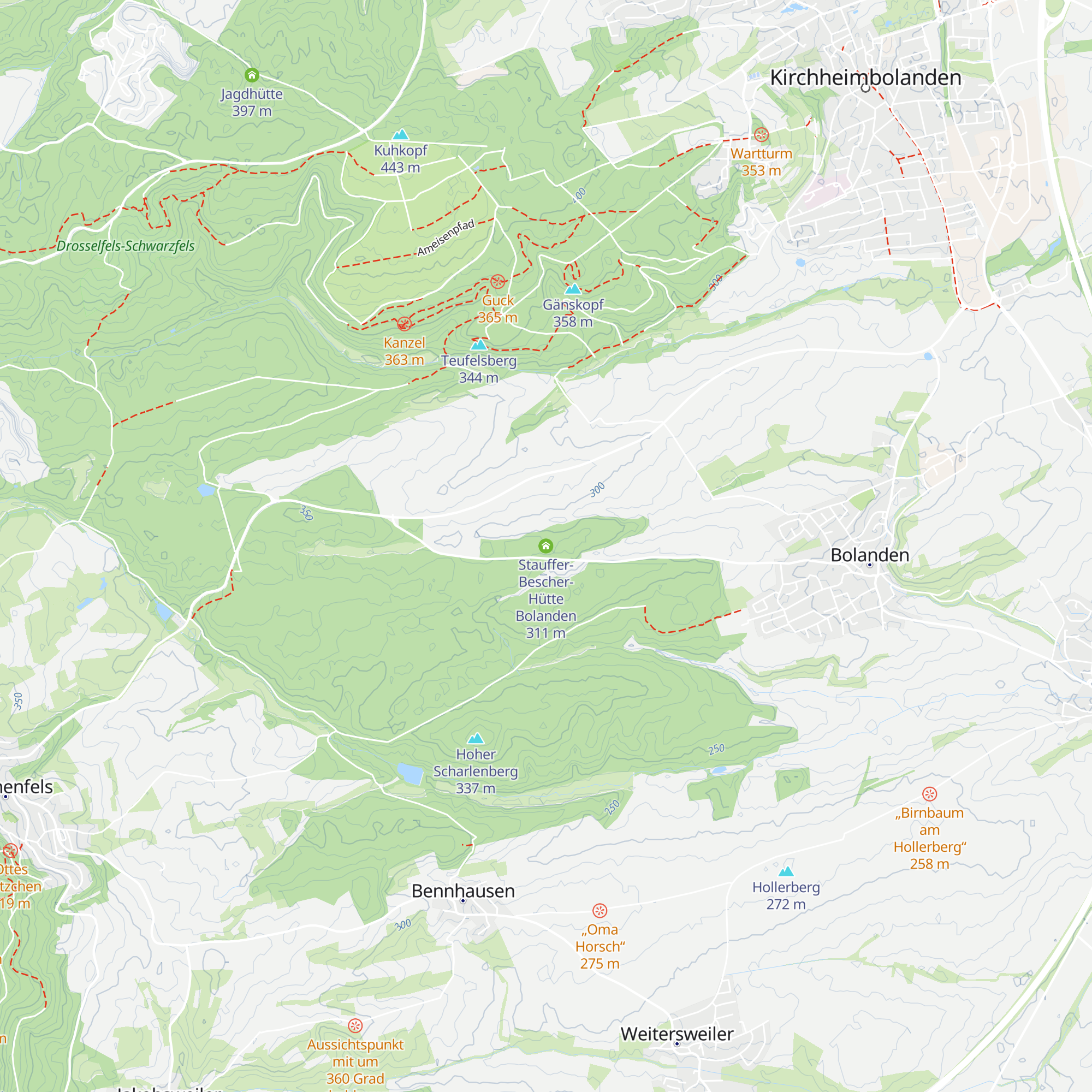 Stauffer-Bescher-Hütte Bolanden map