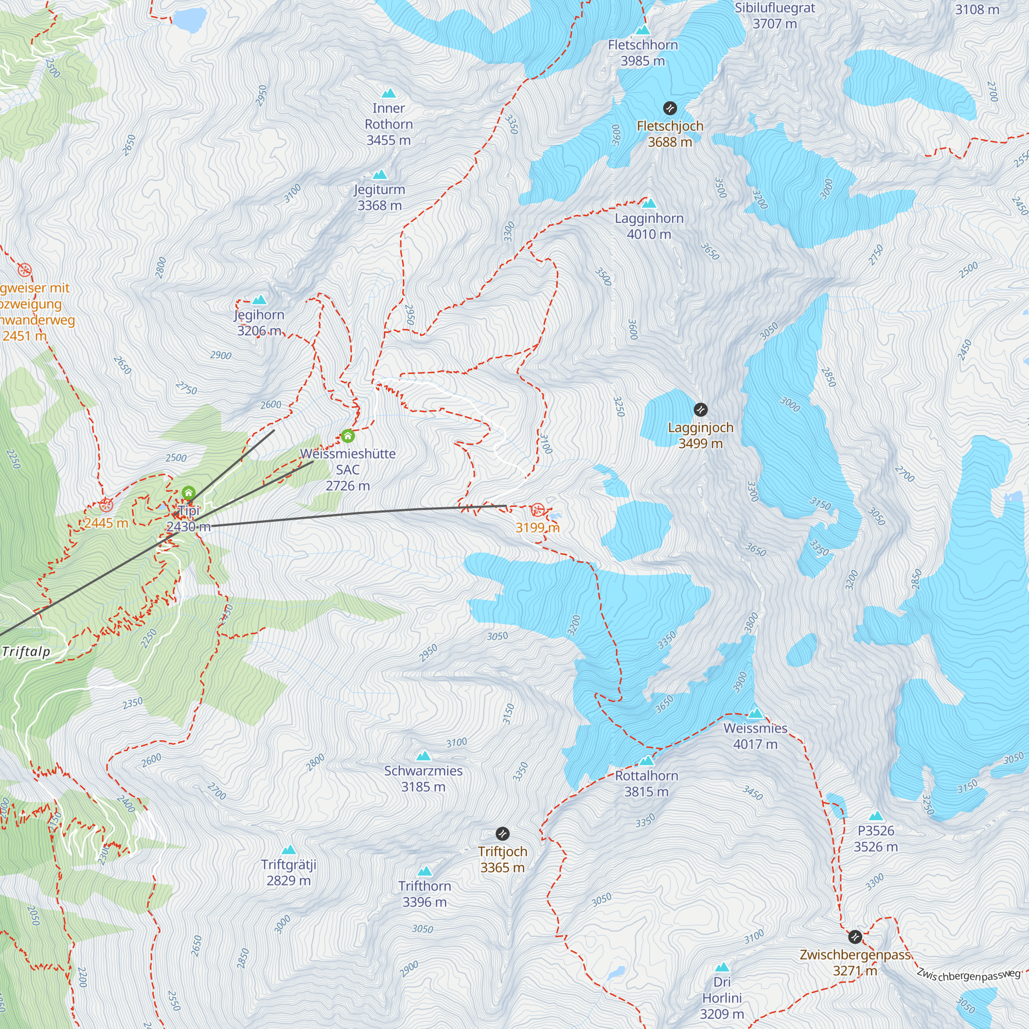 Berghütte Hohsaas map