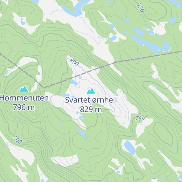 Map of Svartetjørnheii