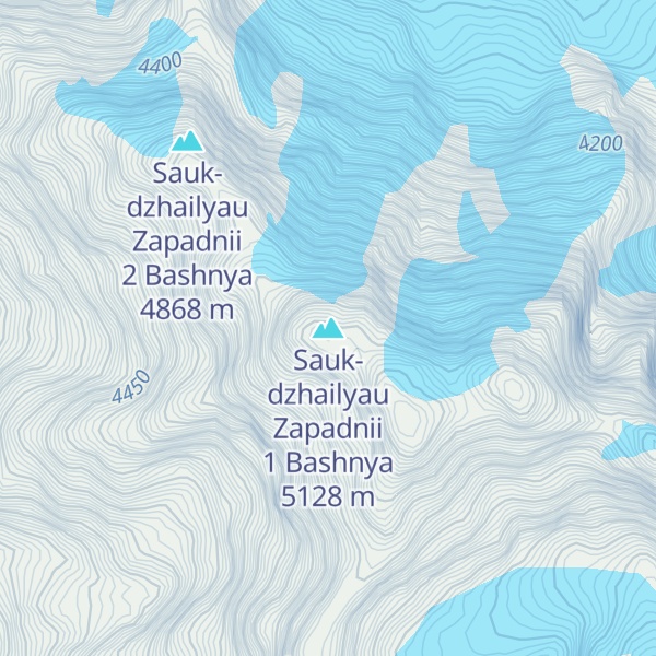 Map of Sauk-dzhailyau Zapadnii 1 Bashnya