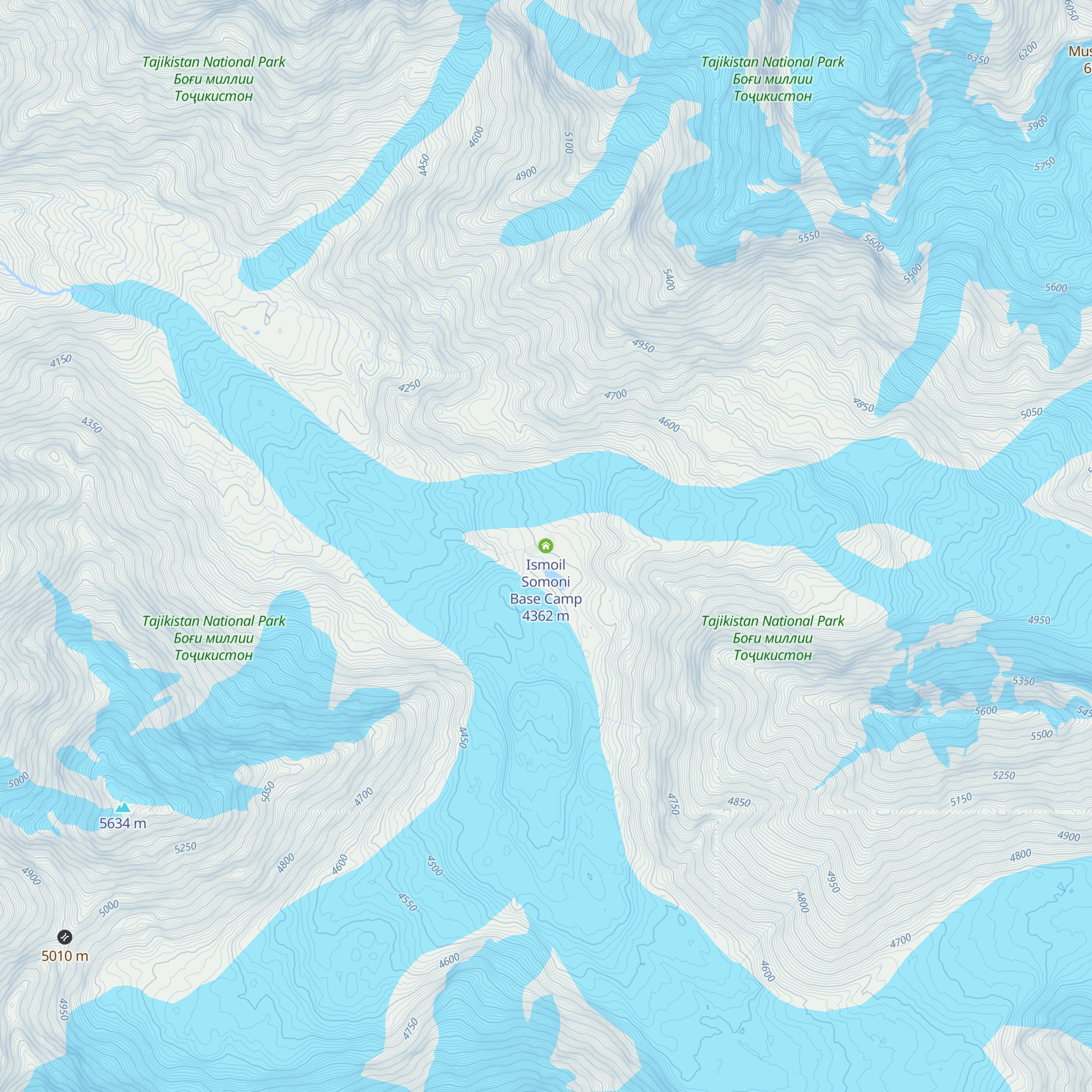 Ismoil Somoni Base Camp map