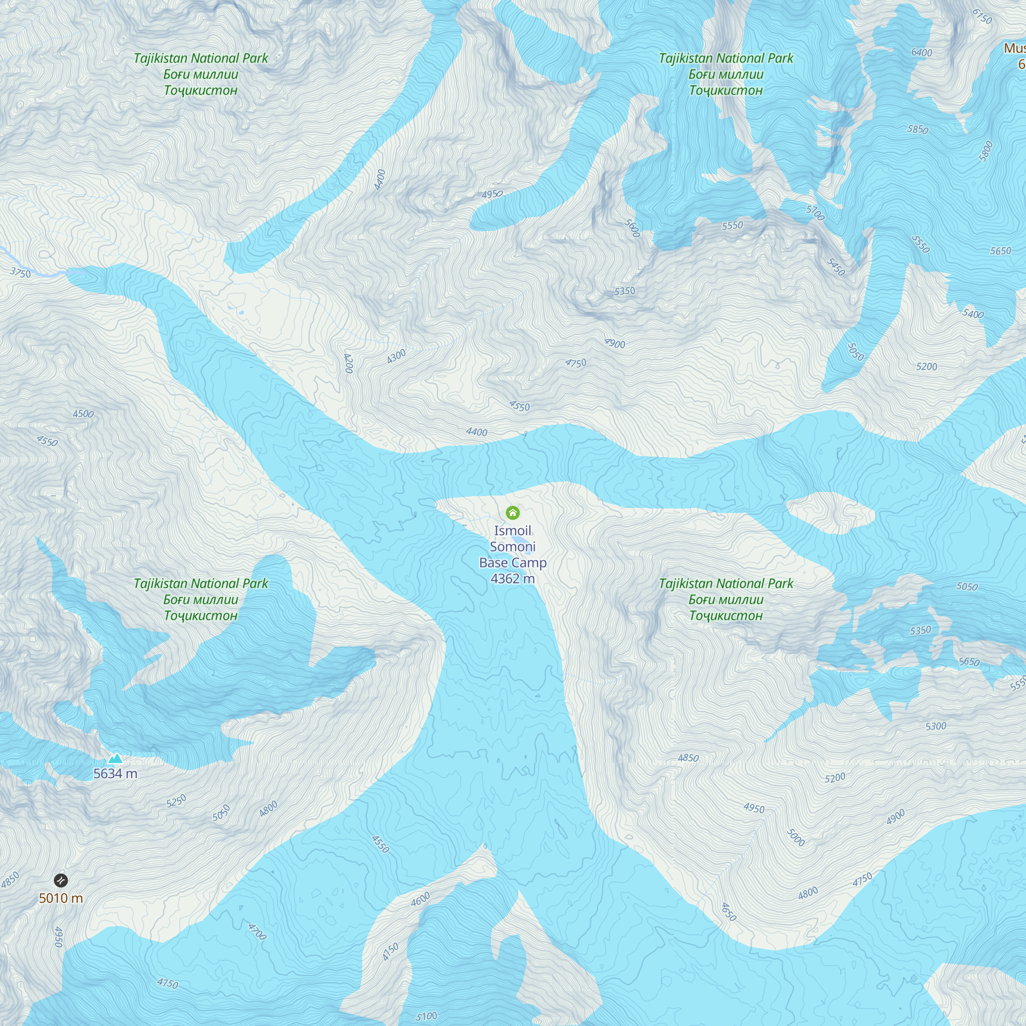 Ismoil Somoni Base Camp map