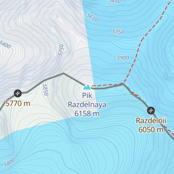 Map of Pik Razdelnaya