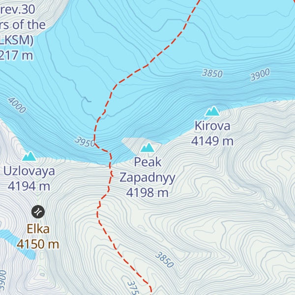 Map of Peak Zapadnyy