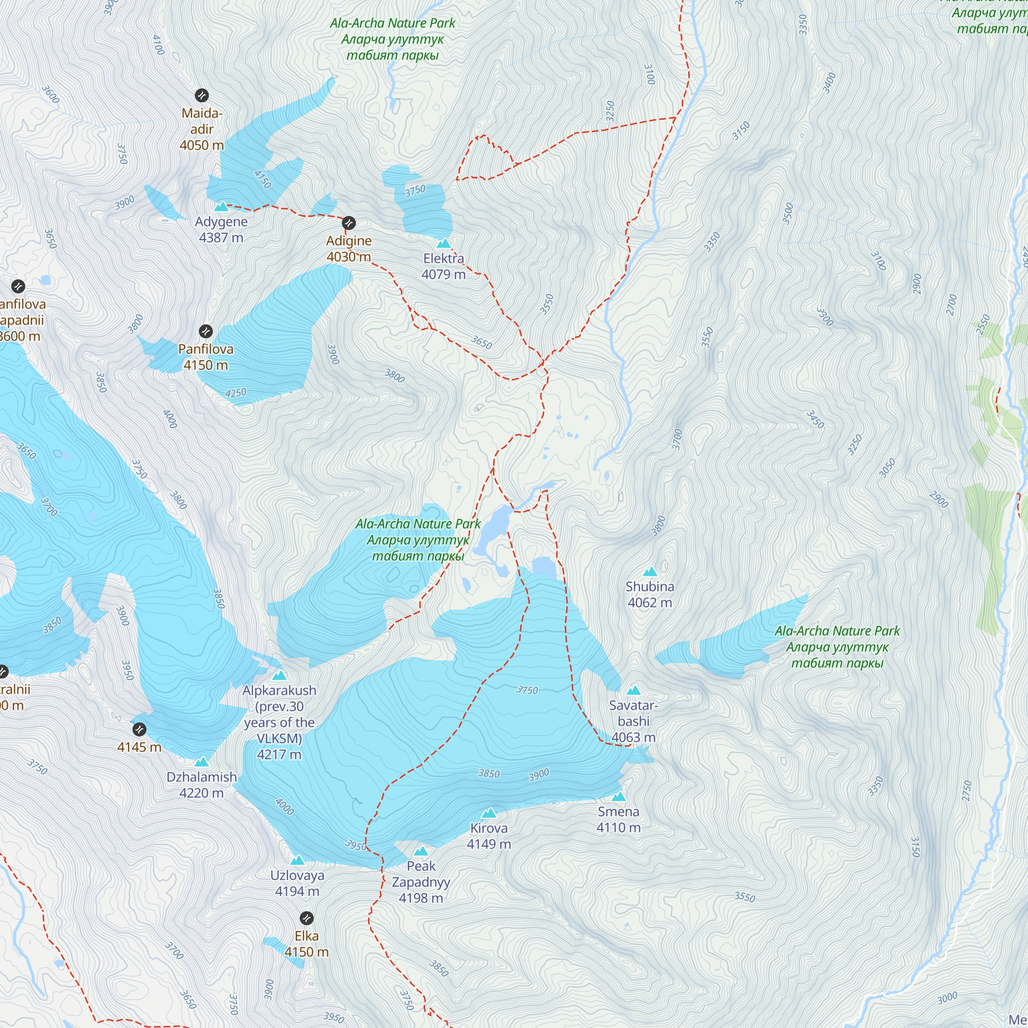 Hizhina Glyaciologov map