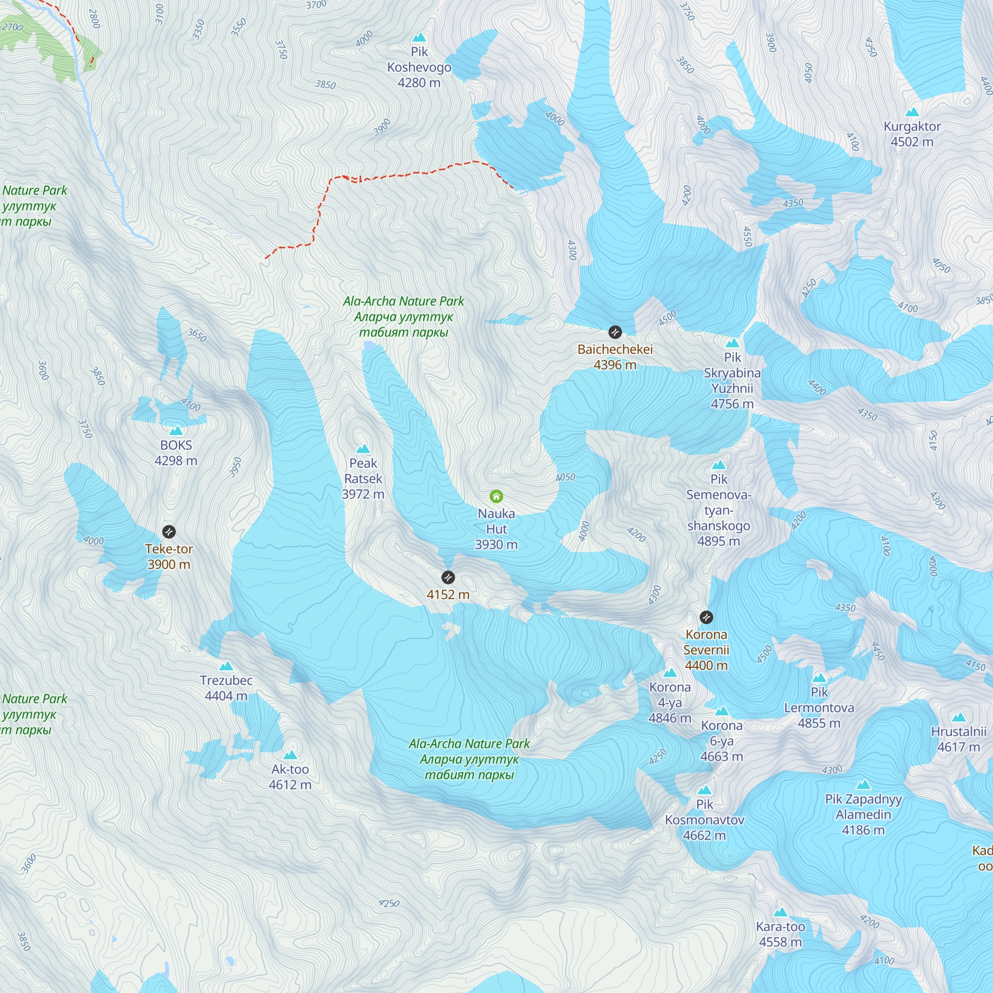 Nauka Hut map