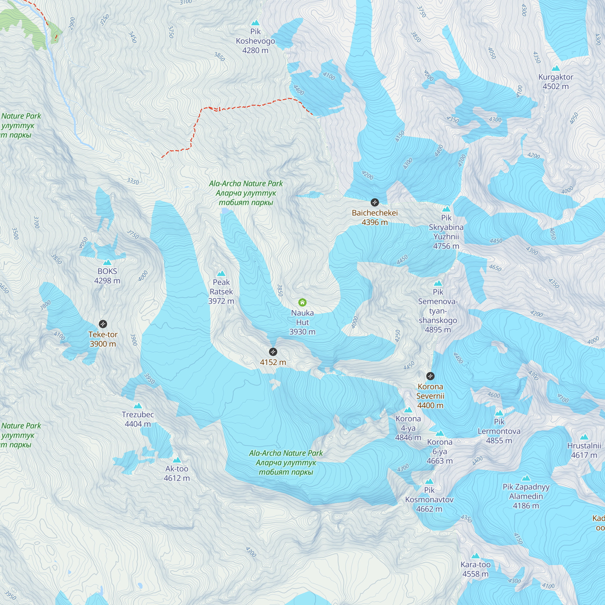 Nauka Hut map