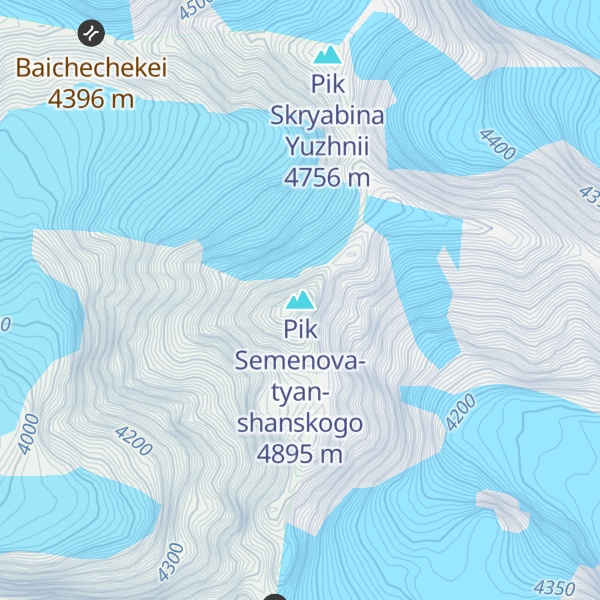Map of Pik Semenova-tyan-shanskogo