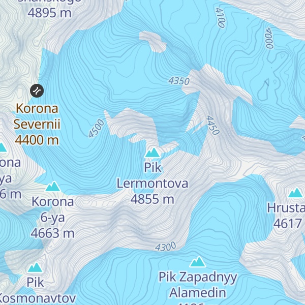 Map of Pik Lermontova