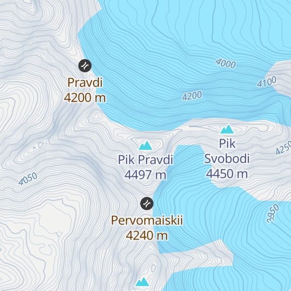 Map of Pik Pravdi