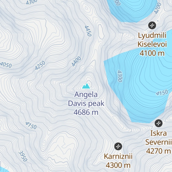 Map of Angela Davis peak