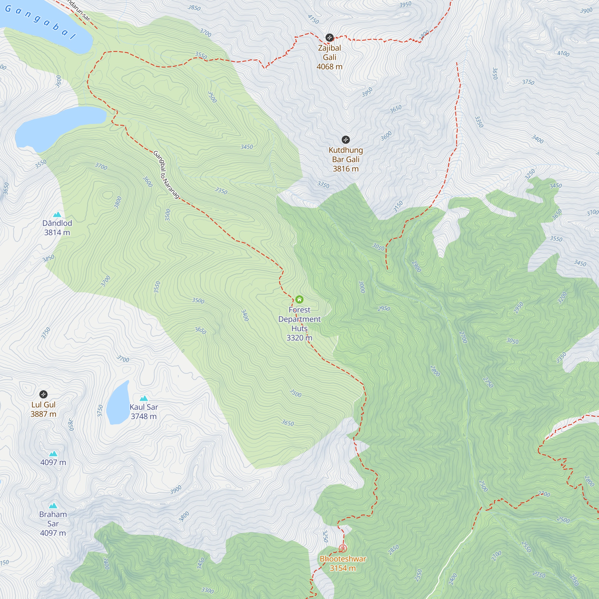 Forest Department Huts map