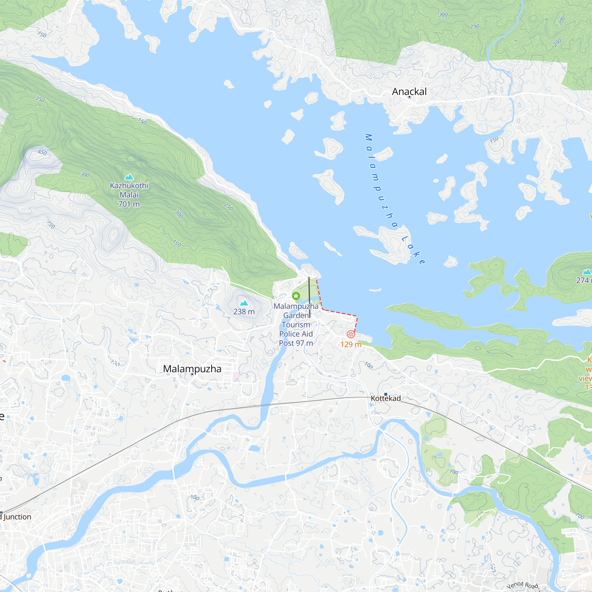 Malampuzha Garden Tourism Police Aid Post map