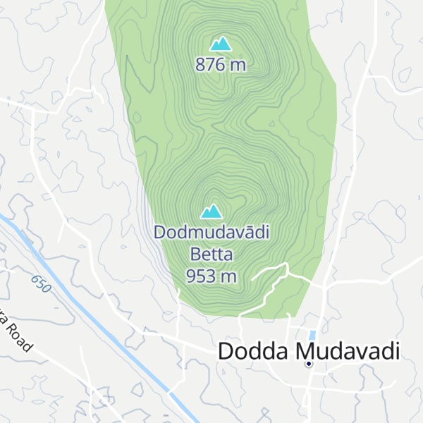 Map of Dodmudavādi Betta