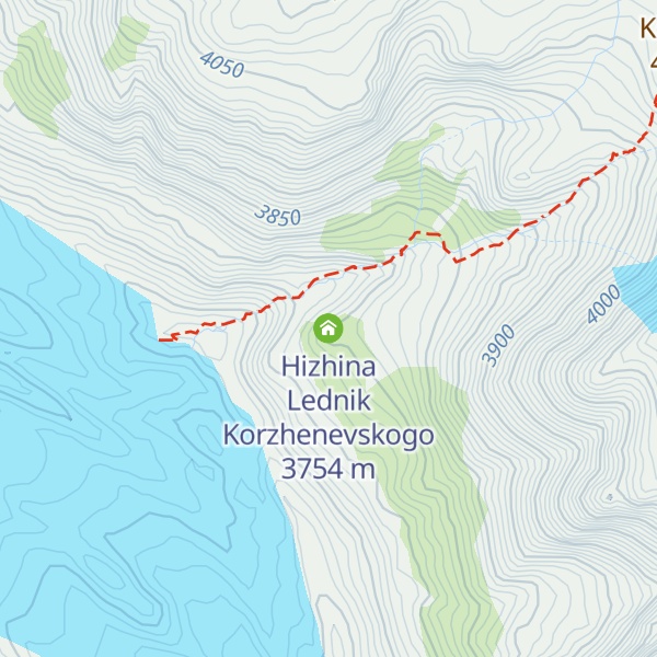 Map of Hizhina Lednik Korzhenevskogo