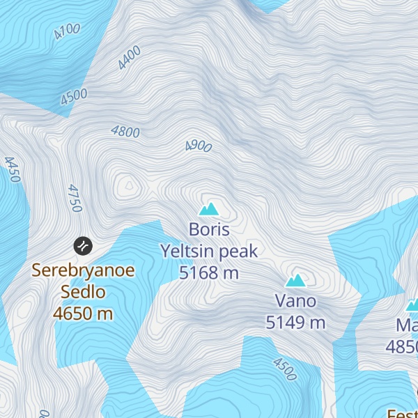 Map of Boris Yeltsin peak