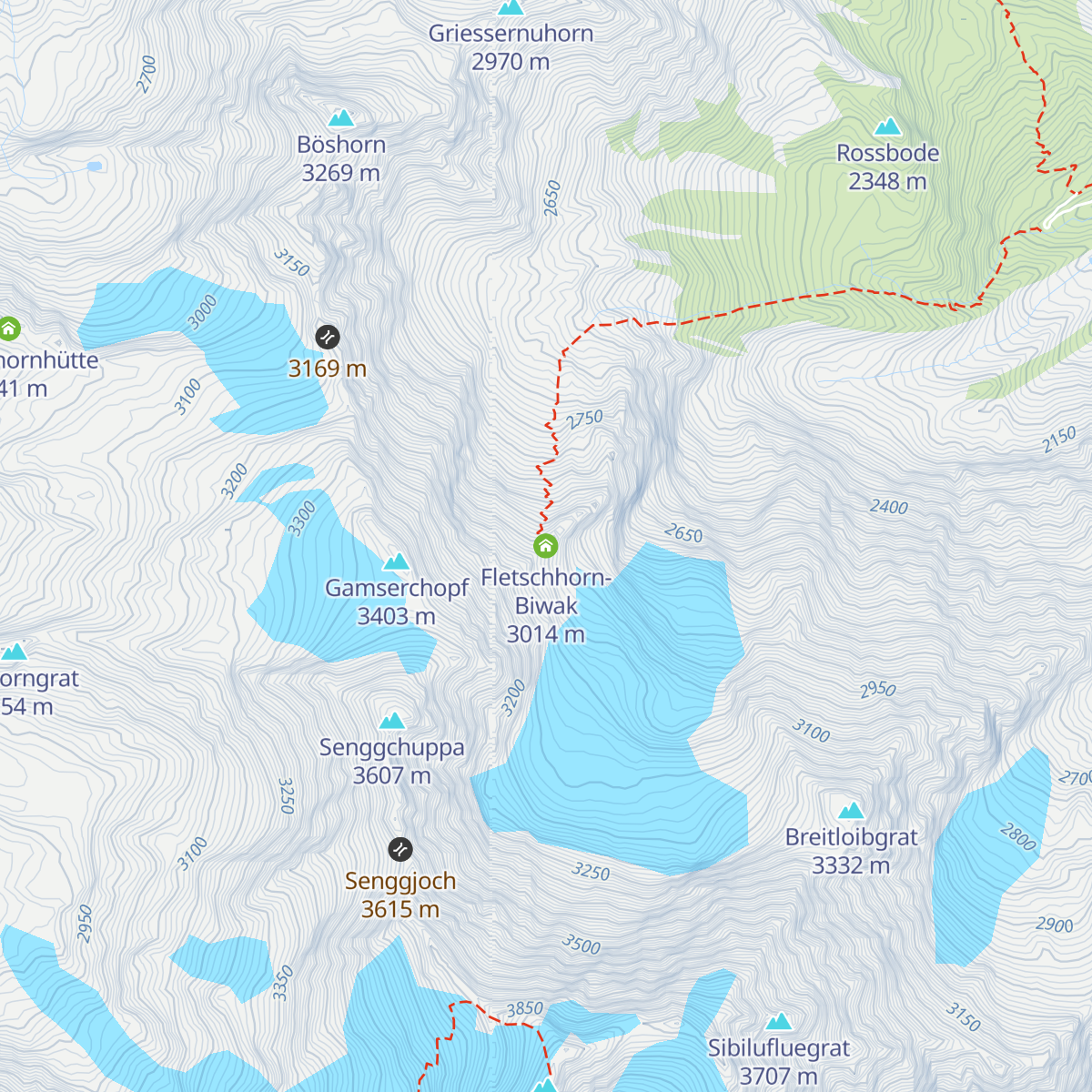 Fletschhorn-Biwak map