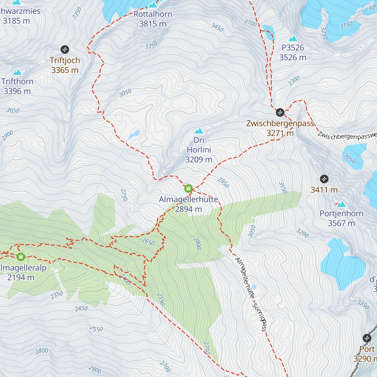 Almagellerhütte map
