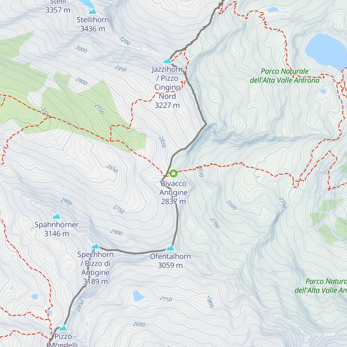 Bivacco Antigine map