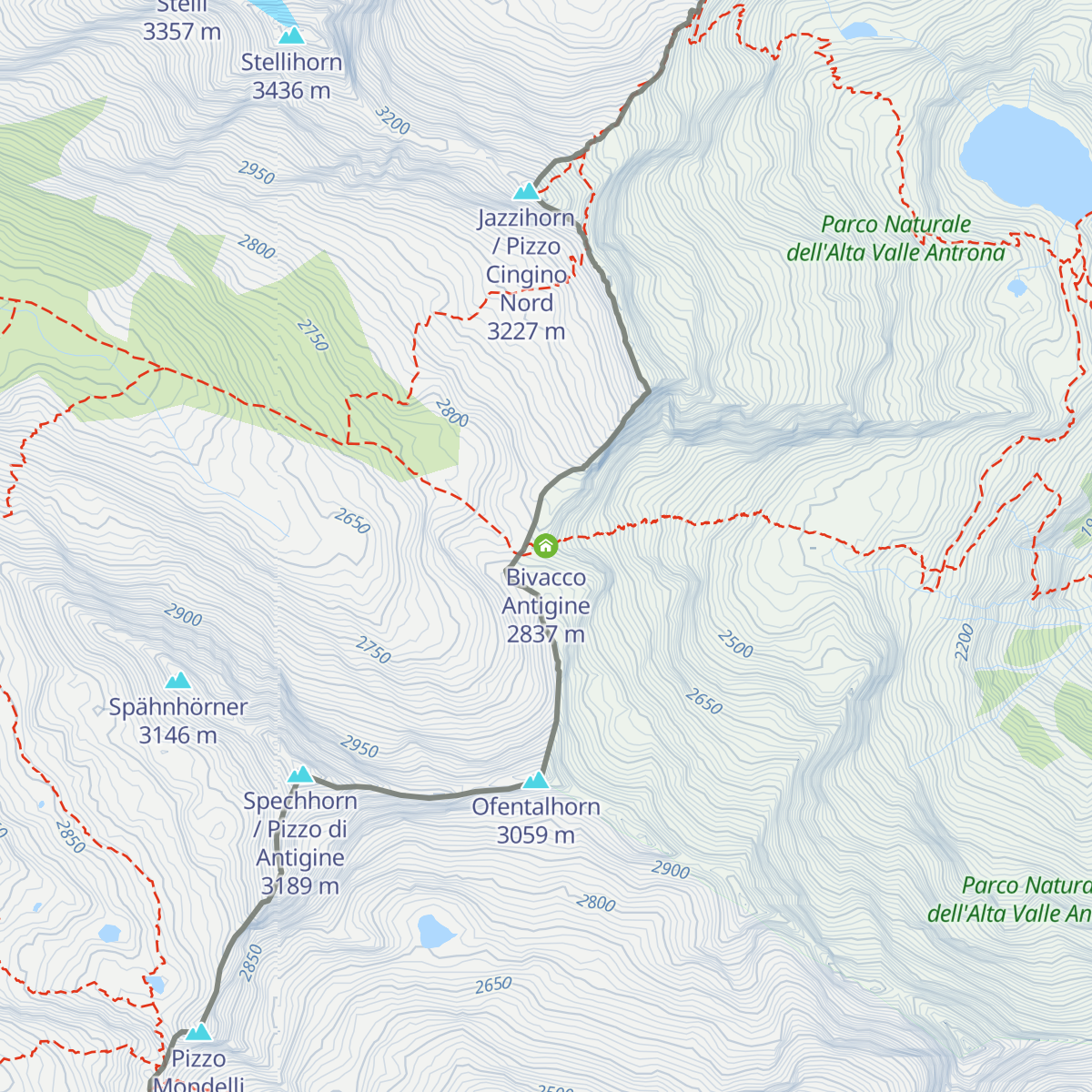 Bivacco Antigine map