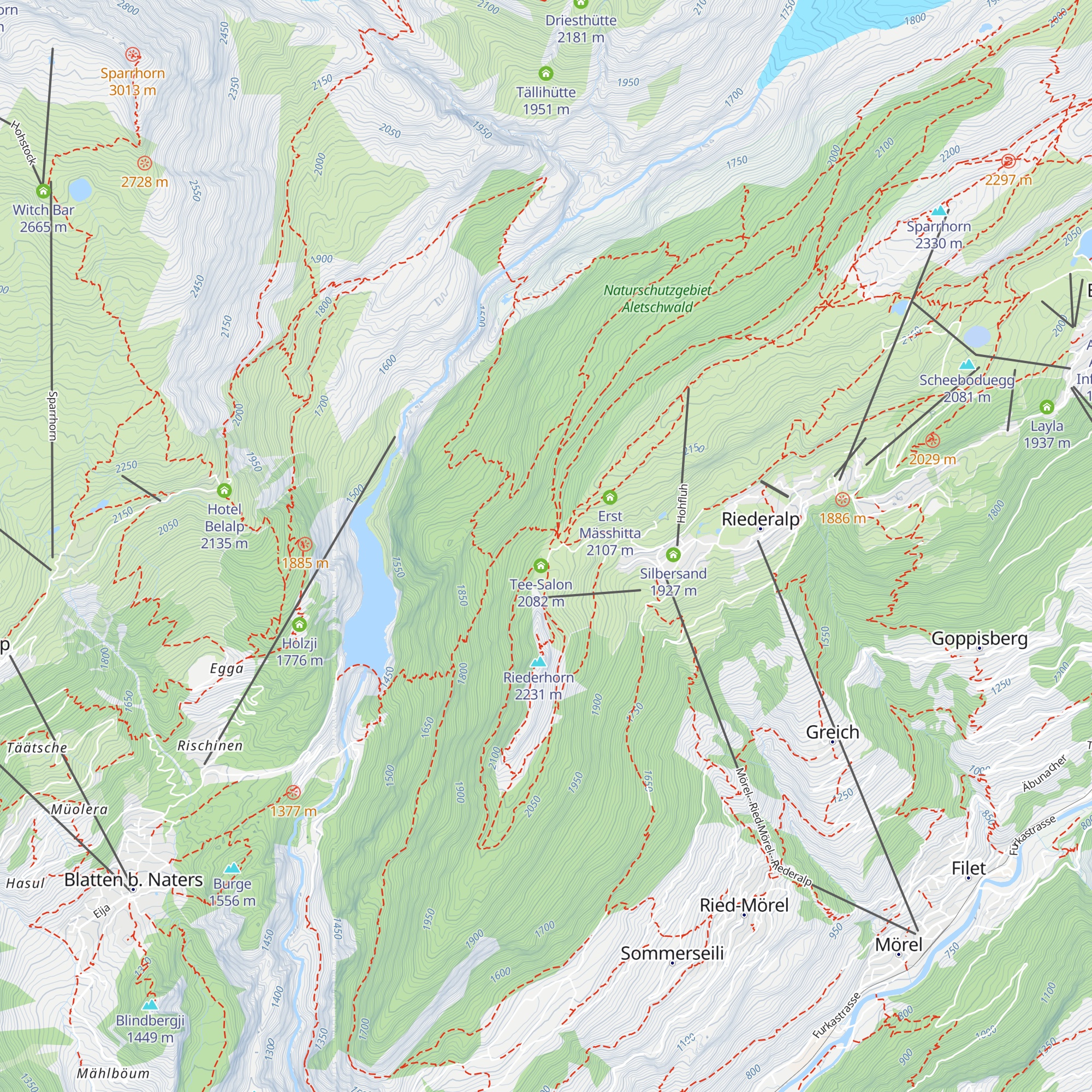 Aletschhüttli Pro Natura map