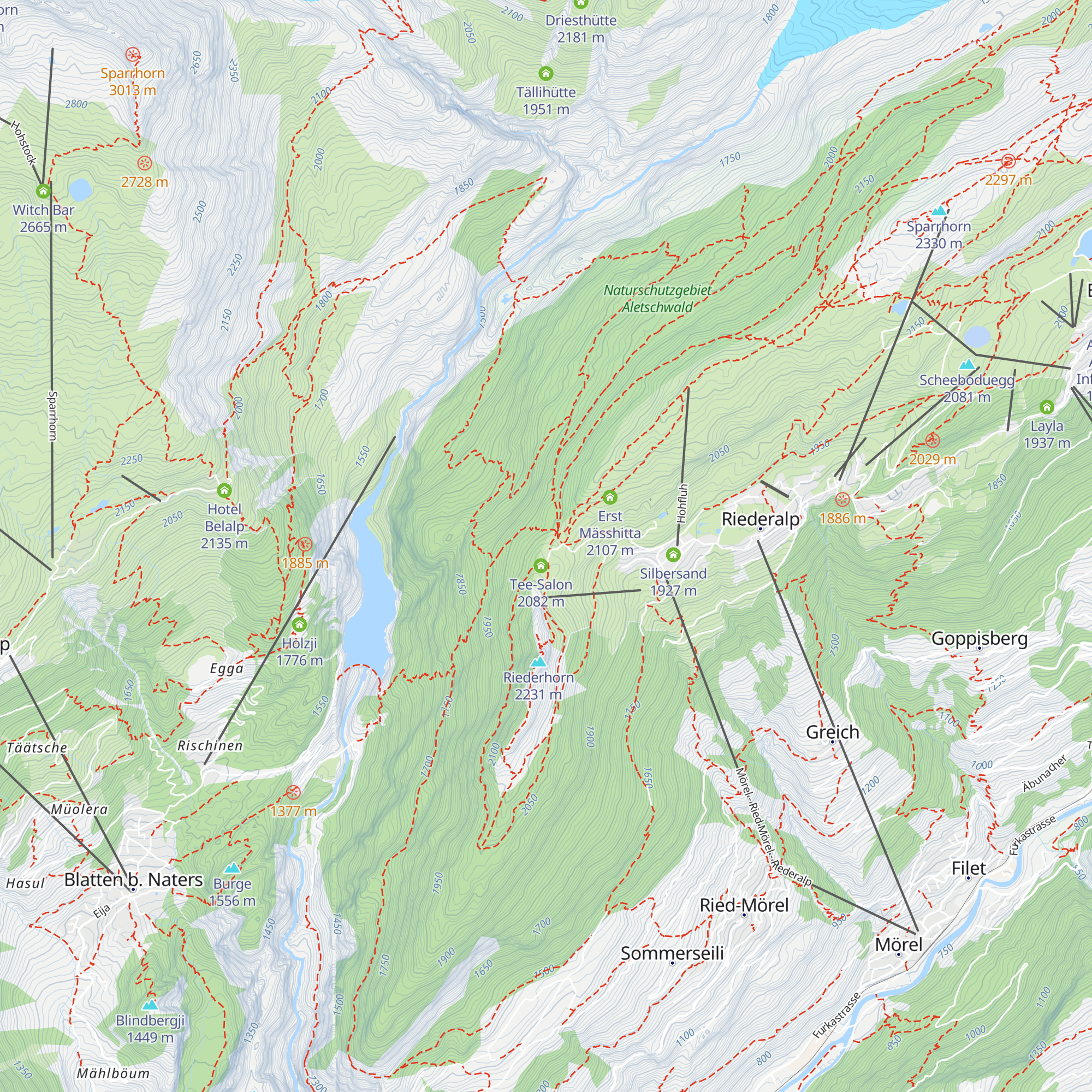 Aletschhüttli Pro Natura map