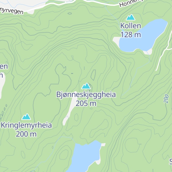 Map of Bjønneskjeggheia