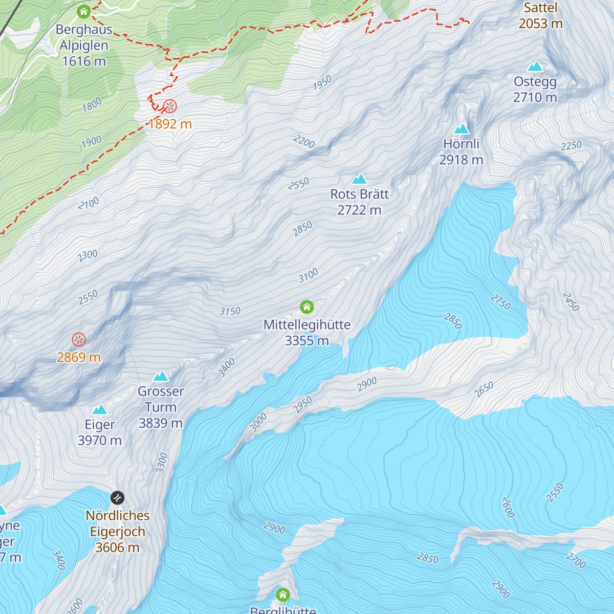 Mittellegihütte map