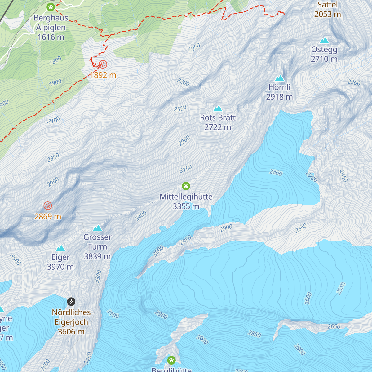 Mittellegihütte map