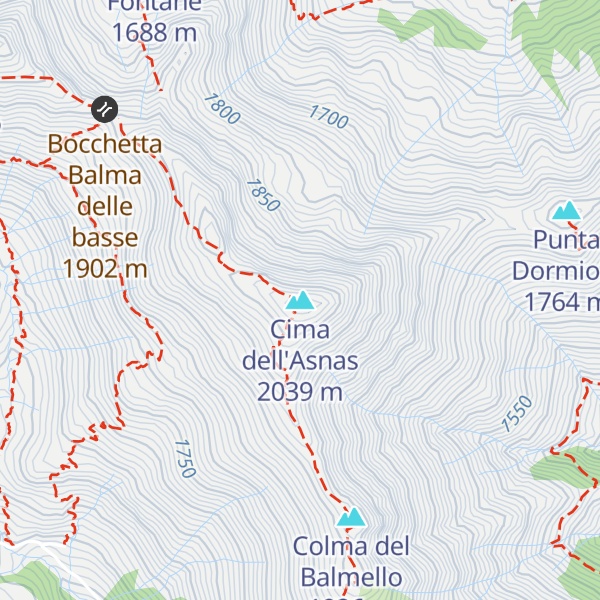Map of Cima dell'Asnas