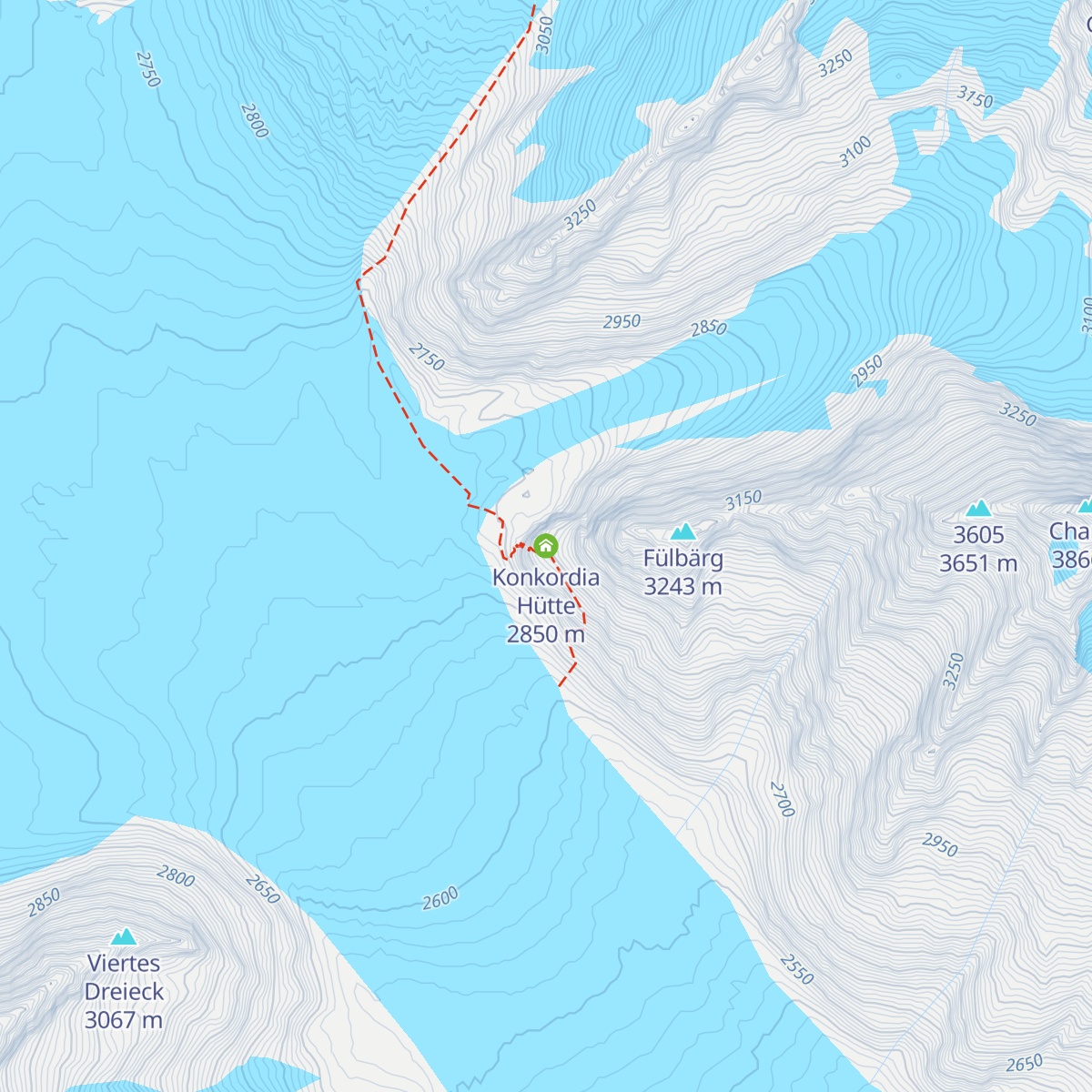 Konkordia Hütte map