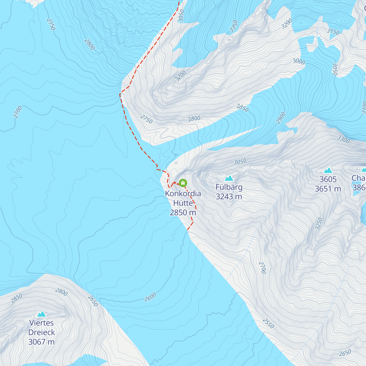 Konkordia Hütte map