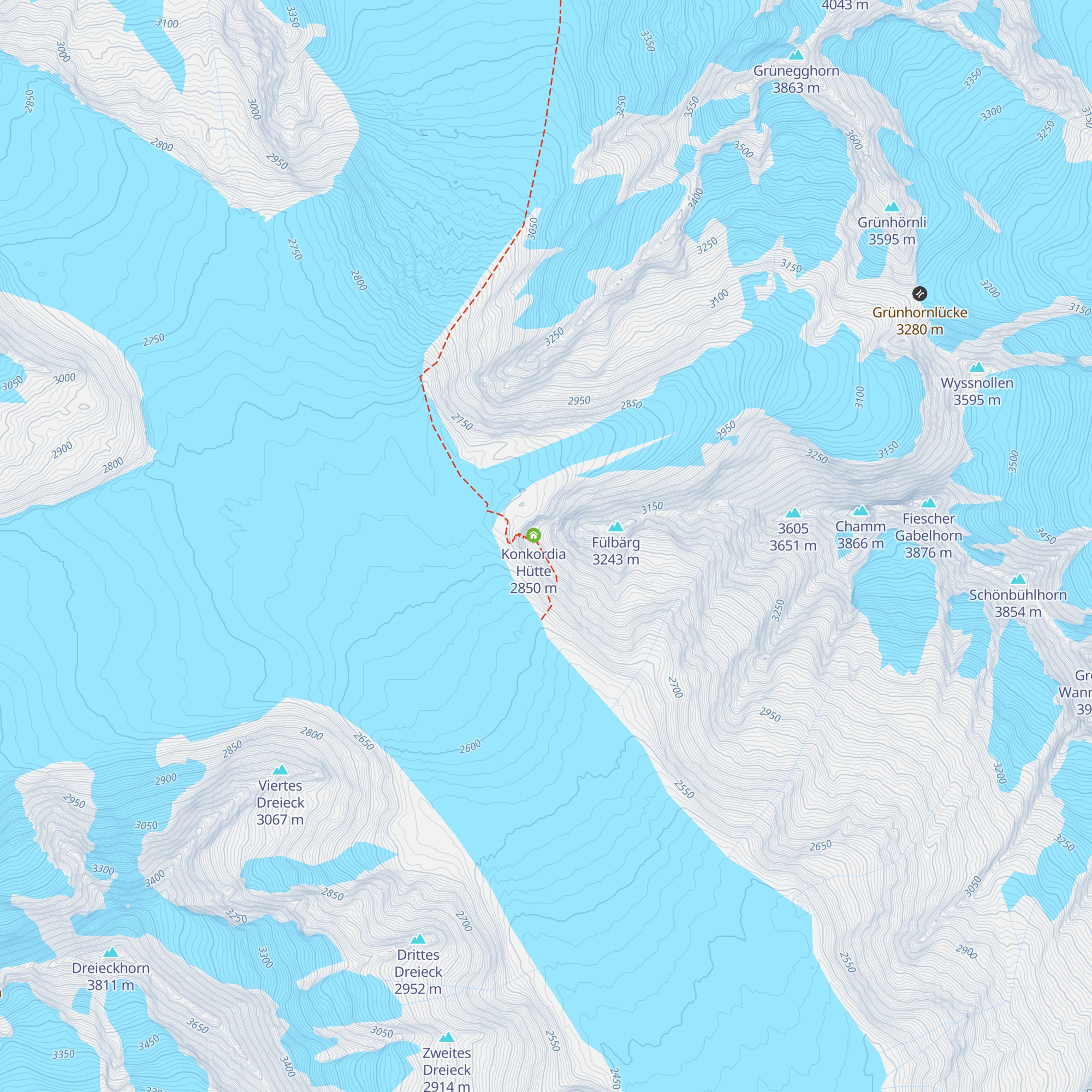 Konkordiahütte map