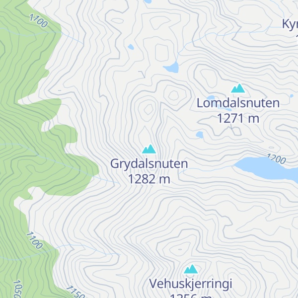 Map of Grydalsnuten