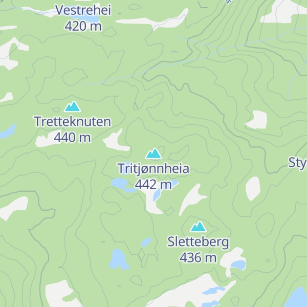 Map of Tritjønnheia