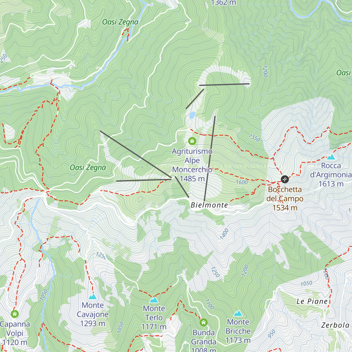 Rifugio Monte Marca map