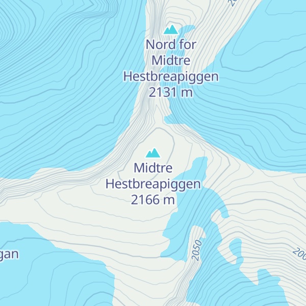 Map of Midtre Hestbreapiggen
