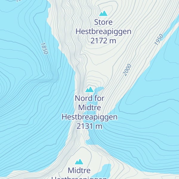 Map of Nord for Midtre Hestbreapiggen