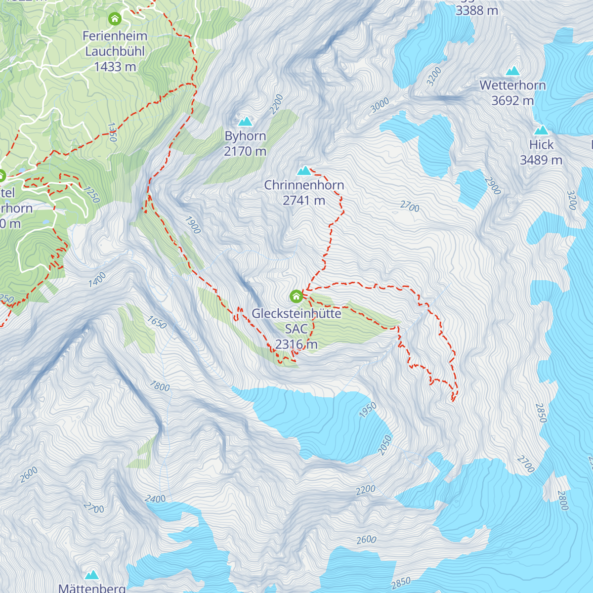 Glecksteinhütte SAC map