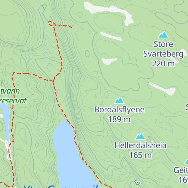 Map of Tveitevannsflyene