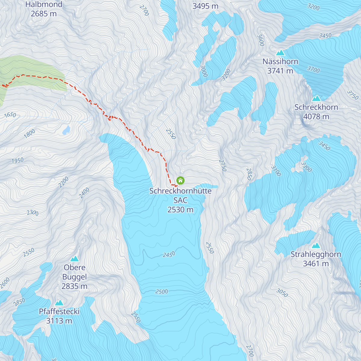 Schreckhornhütte SAC map