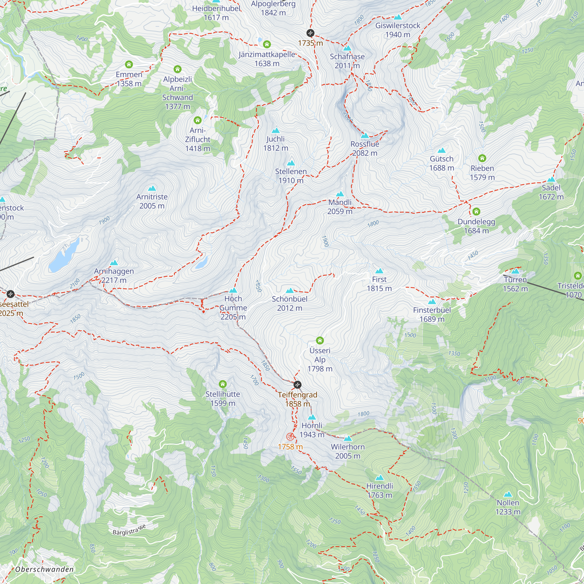 Bärghuis Schönbüel map