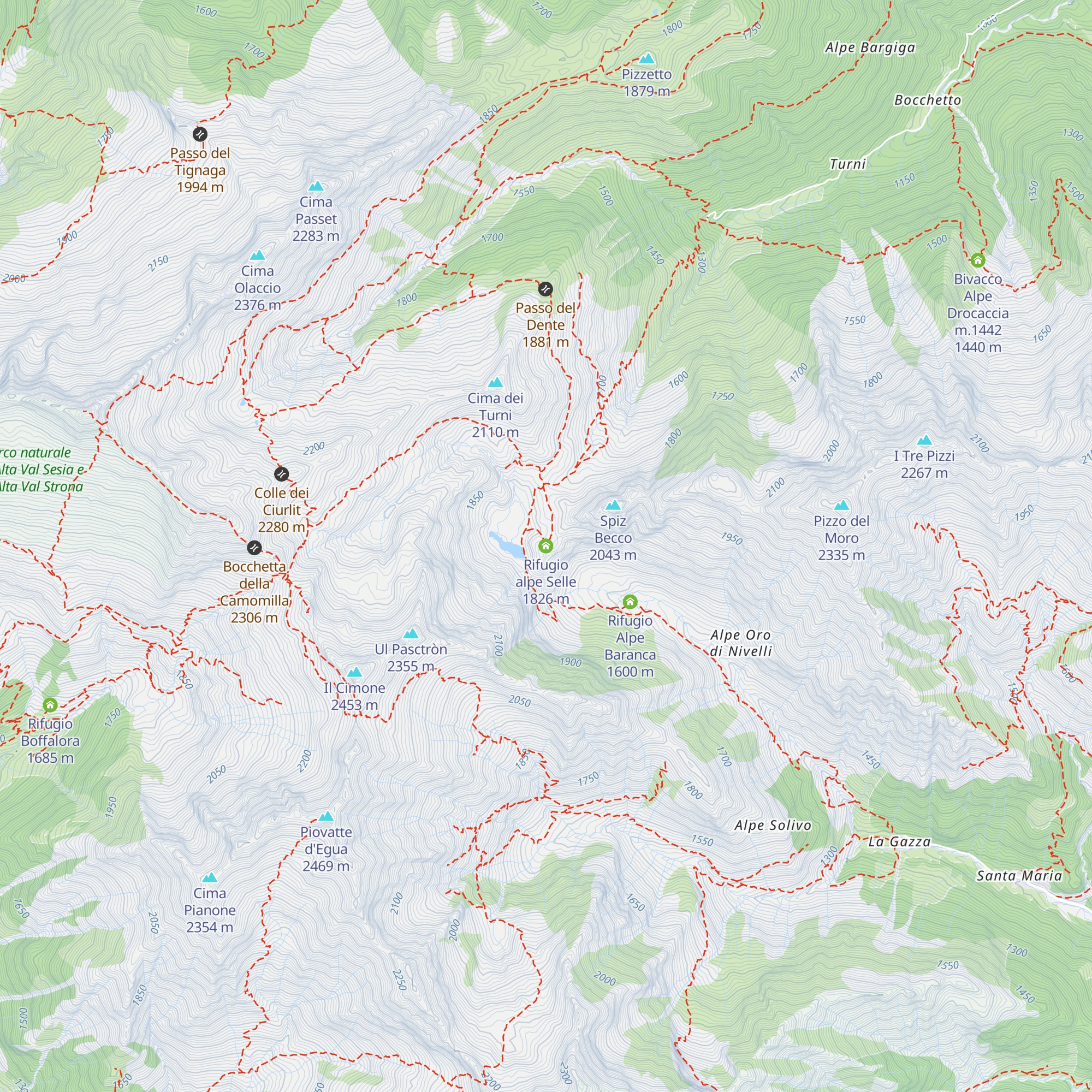 Rifugio alpe Selle map