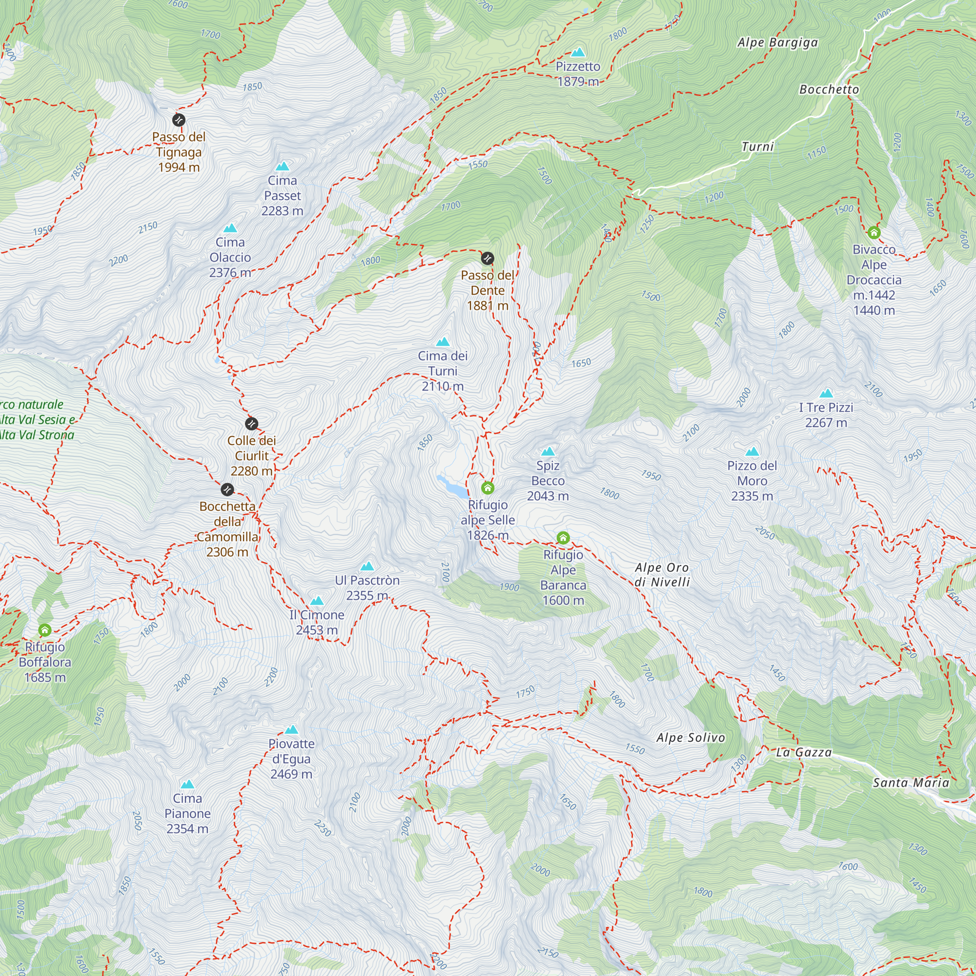 Rifugio alpe Selle map