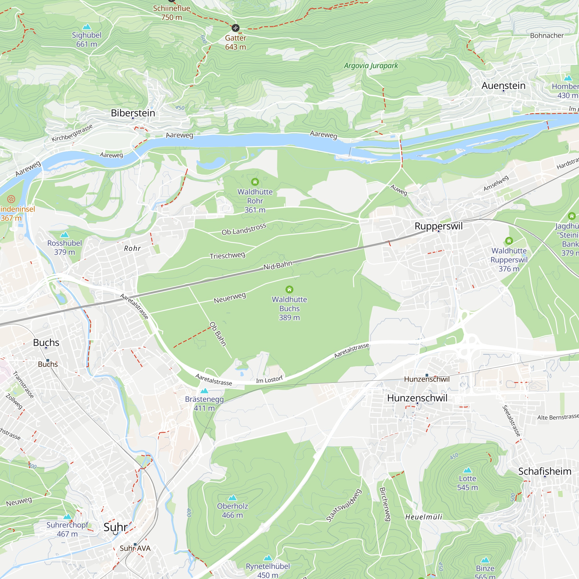 Waldhütte Buchs map