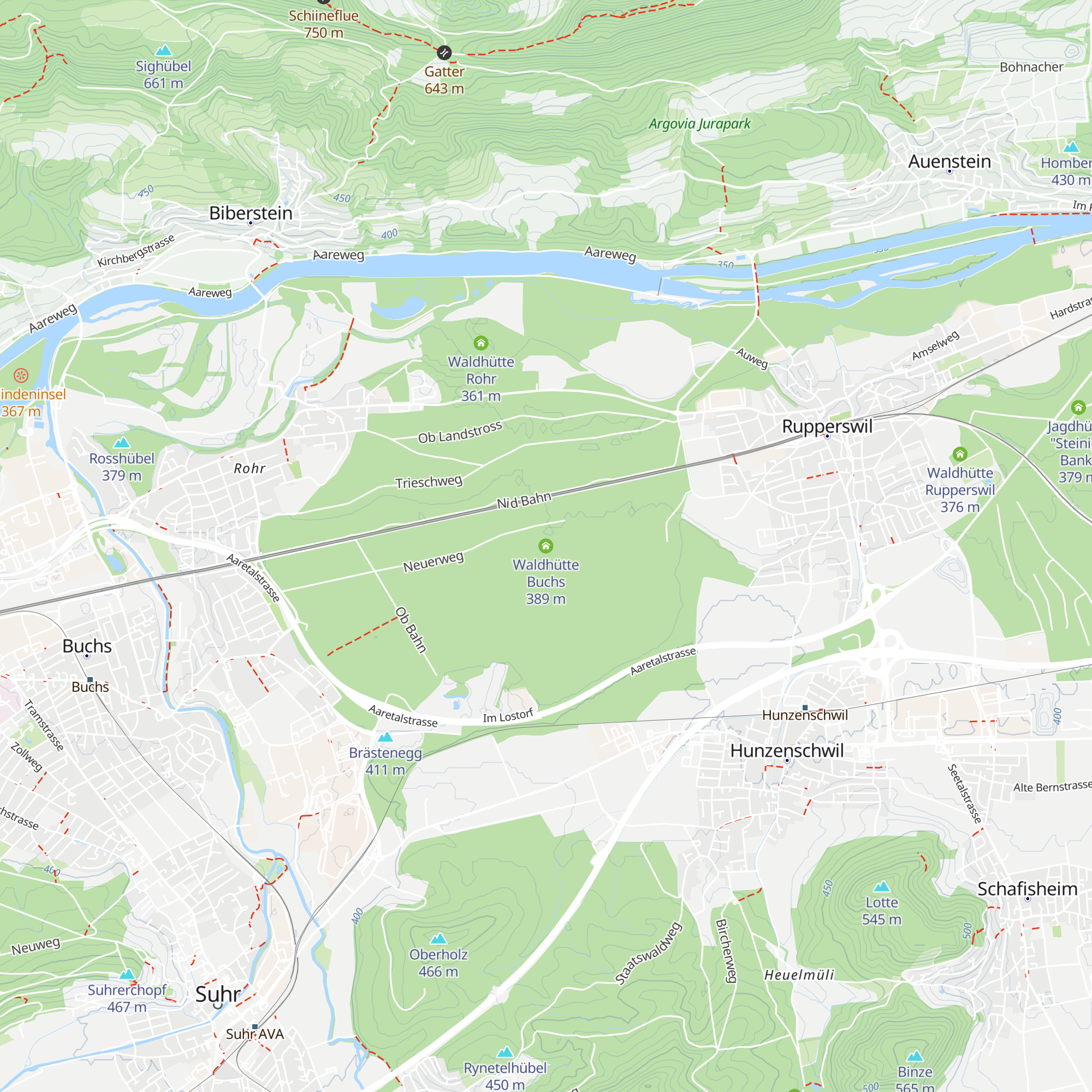 Waldhütte Buchs map