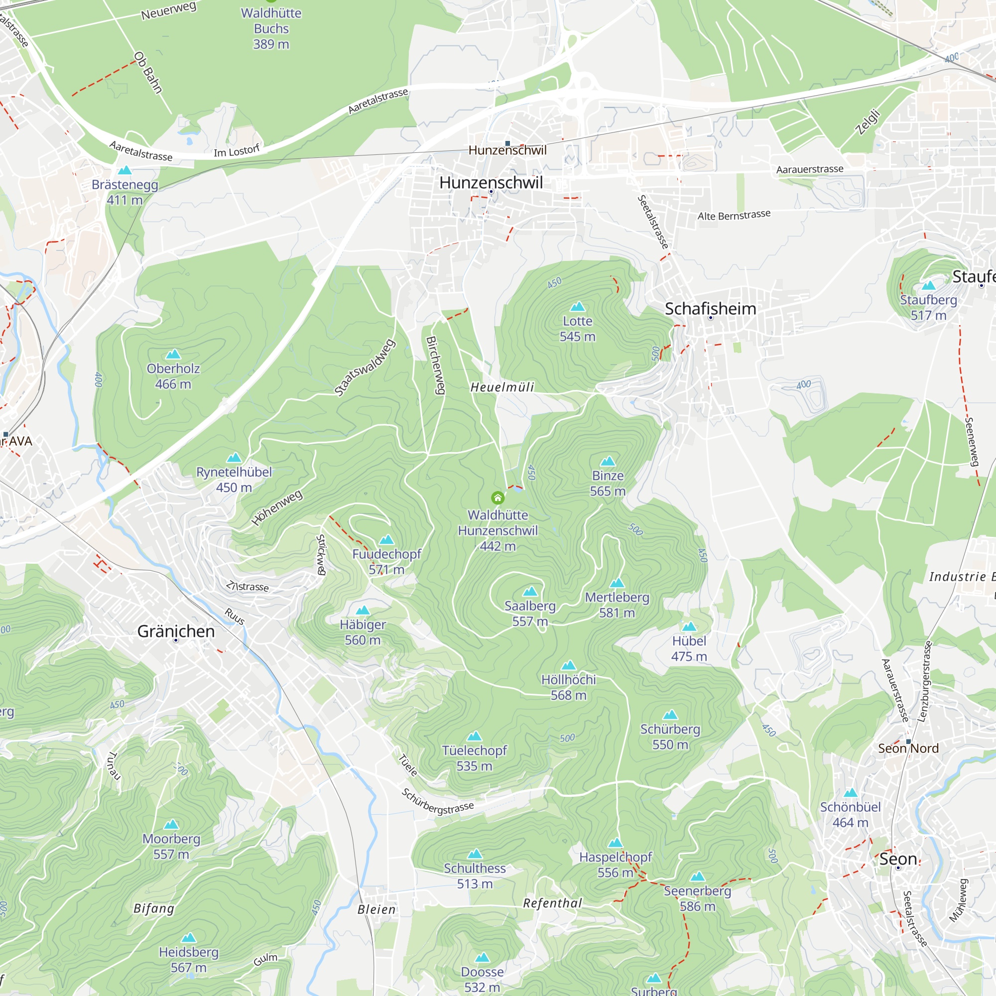 Waldhütte Hunzenschwil map